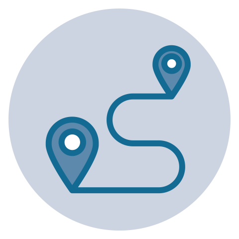 icon of 2 points on a journey
