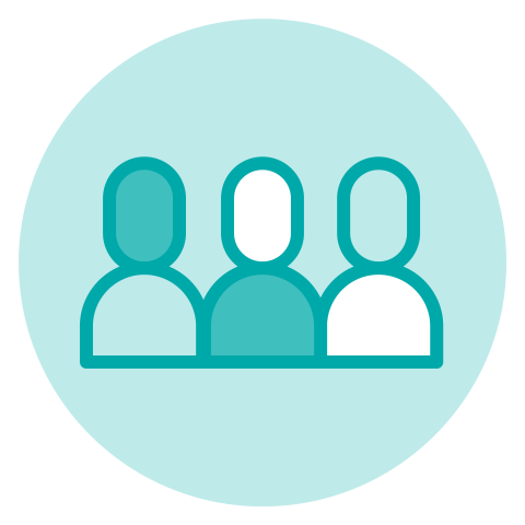 icon for standard 2 showing graphic of 3 humans in different shades of teal
